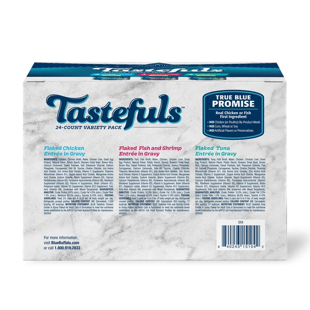 Alt view image 5 of 5 - Blue Buffalo Tastefuls Flaked Wet Cat Food 3-Flavor Variety Pack, 3-oz. (12ct, 4 of Each)