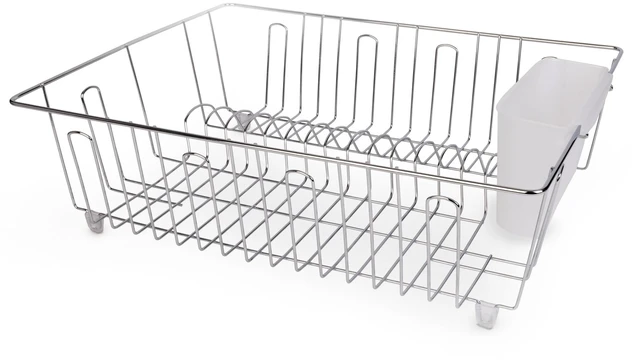 Main image of Mainstays Stainless Steel Kitchen Dish Drying Rack and Drainer, Rust-Resistant Countertop Dish Rack Organizer for Plates, Bowls, Cups and Utensils