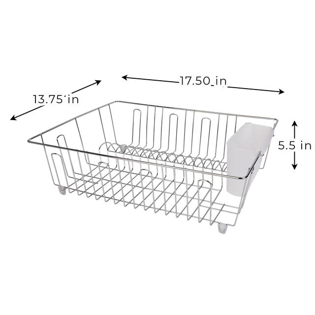 Alt view image 5 of 6 - Mainstays Stainless Steel Kitchen Dish Drying Rack and Drainer, Rust-Resistant Countertop Dish Rack Organizer for Plates, Bowls, Cups and Utensils