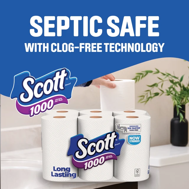 Alt view image 3 of 6 - Scott 1000 1-Ply Toilet Paper, 12 Rolls, 1,000 Sheets per Roll