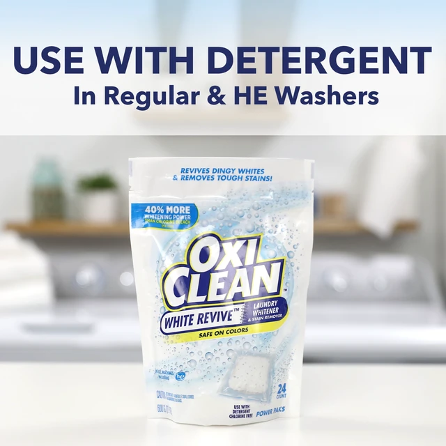 Alt view image 4 of 5 - OxiClean White Revive Laundry Whitener and Laundry Stain Remover Power Paks, 24 Count