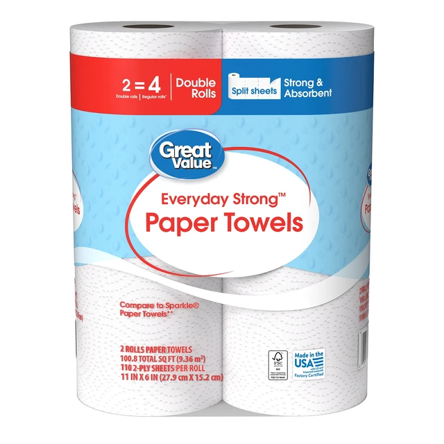 Alt view image 6 of 6 - Great Value Everyday Strong Paper Towels, 2 Double Rolls