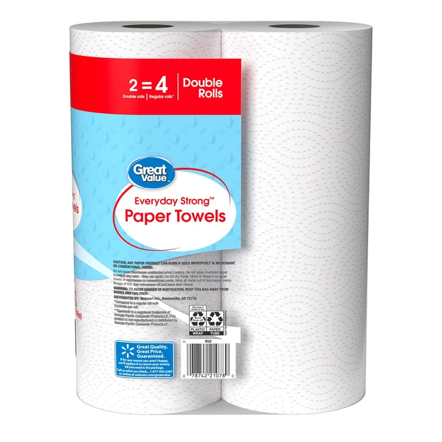 Alt view image 2 of 6 - Great Value Everyday Strong Paper Towels, 2 Double Rolls