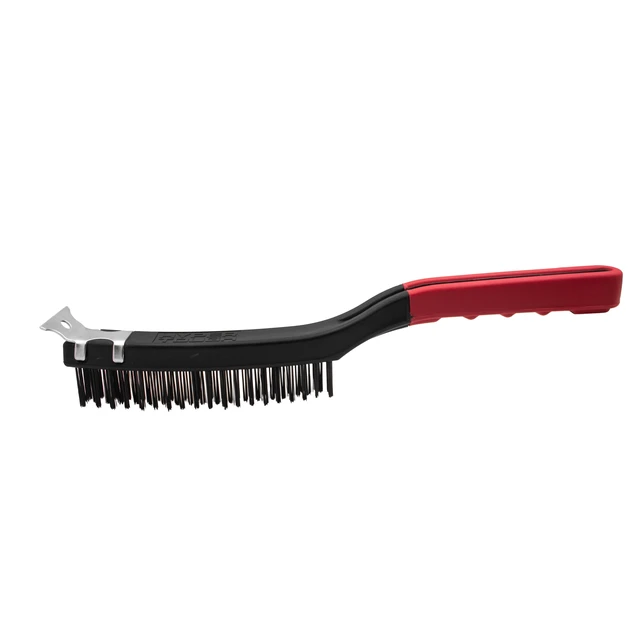 Alt view image 3 of 6 - Hyper Tough Wire Brush with Scraper, Carbon Steel, 3 x 19 Rows