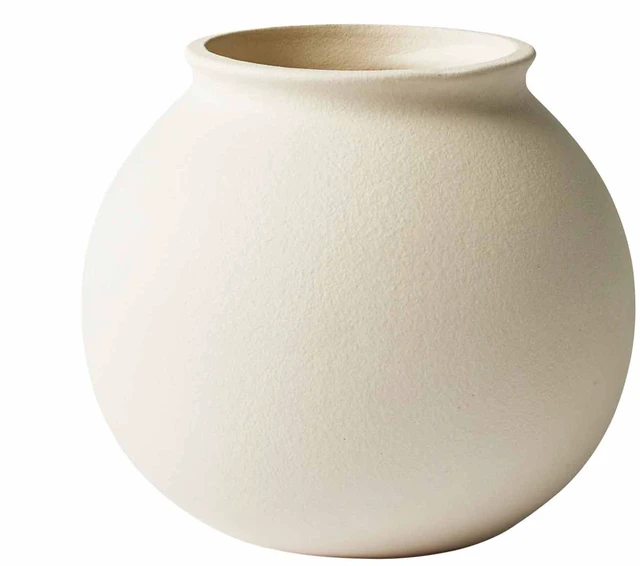 Main image of Better Homes & Gardens Matte Ceramic Round Vase, 6.69 in x 5.9 in, Off-White