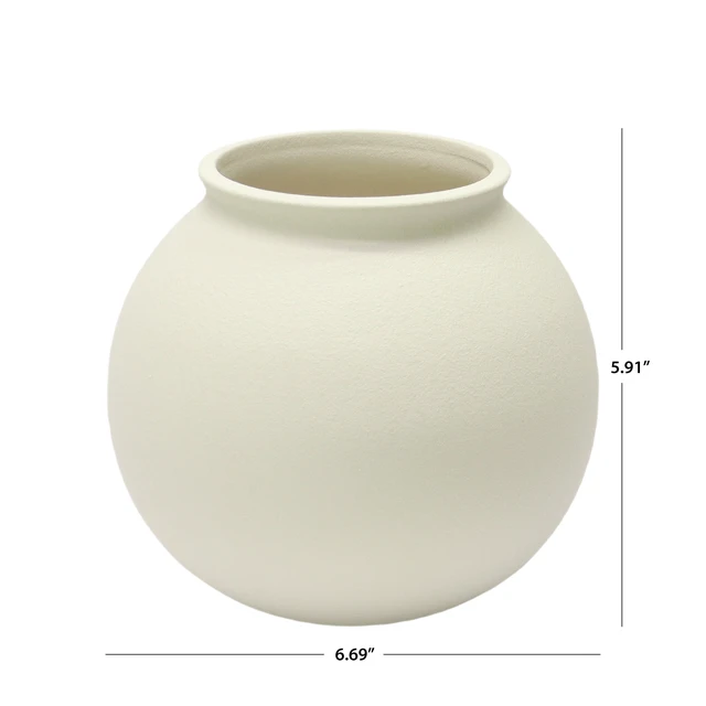 Alt view image 5 of 6 - Better Homes & Gardens Matte Ceramic Round Vase, 6.69 in x 5.9 in, Off-White