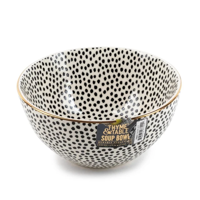 Alt view image 3 of 4 - Thyme & Table Dot Collection Bowl, Black and White