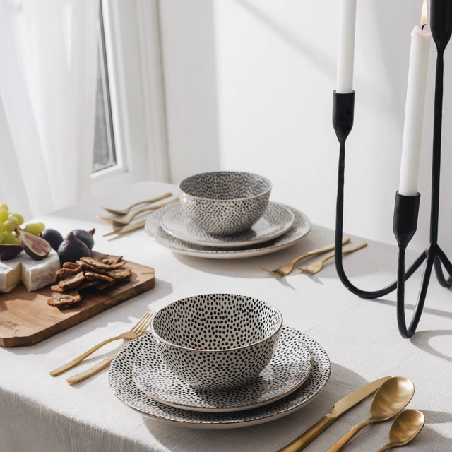 Alt view image 4 of 4 - Thyme & Table Dot Collection Bowl, Black and White