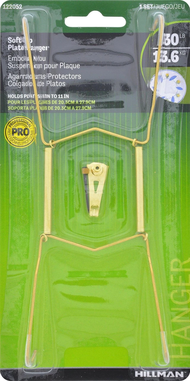 Alt view image 2 of 6 - Hillman Soft Tip Metal Plate Hanger, 8in-11in, 1 Count, Brass