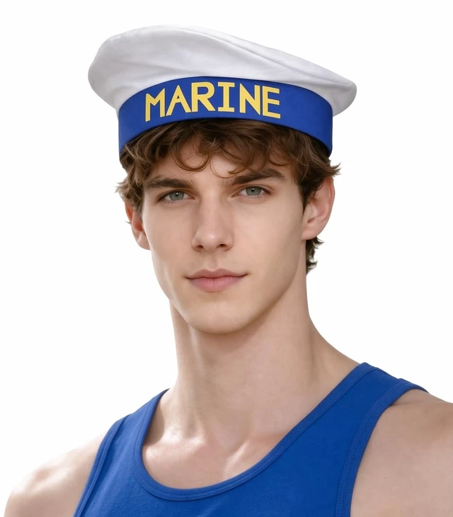 Main image of thuizen White Marine Sailor Captain Nautical Costume Hat