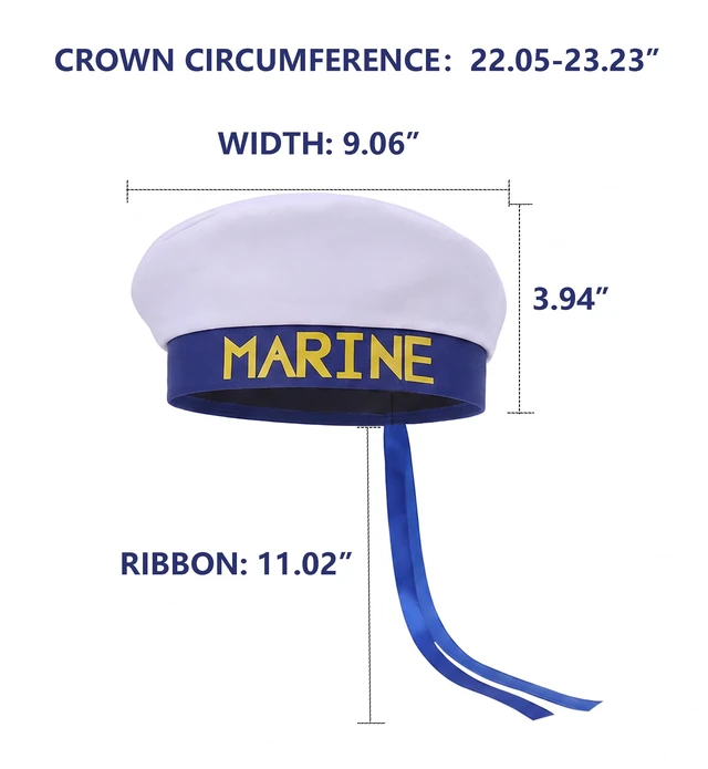 Alt view image 4 of 4 - thuizen White Marine Sailor Captain Nautical Costume Hat