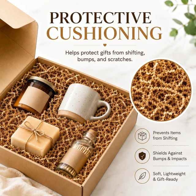 Alt view image 4 of 6 - Sukh Brown Crinkle Paper Filler - Shredded Paper, Gift Basket & Box Wrap