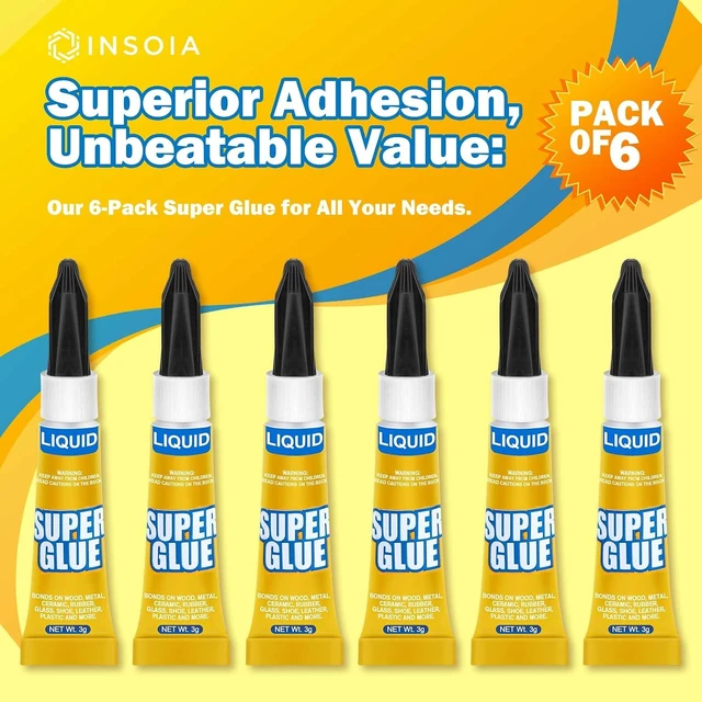 Alt view image 4 of 6 - INSOIA Super Glue Liquid Clear, 6 x 3g, All Purpose Single-Use