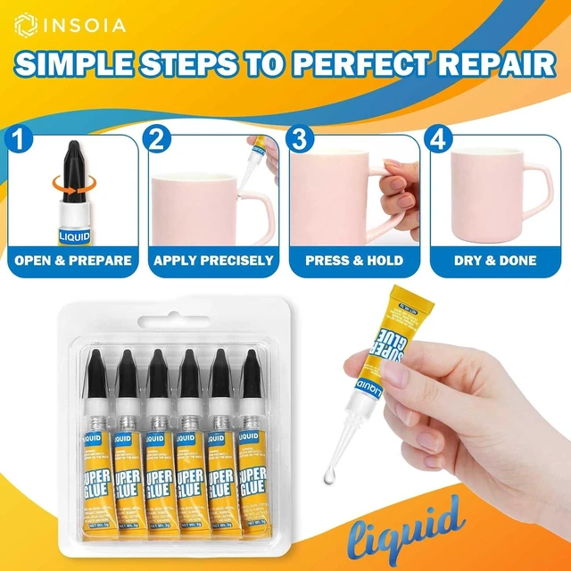 Alt view image 5 of 6 - INSOIA Super Glue Liquid Clear, 6 x 3g, All Purpose Single-Use