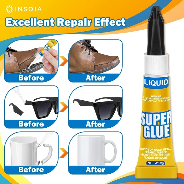 Alt view image 3 of 6 - INSOIA Super Glue Liquid Clear, 6 x 3g, All Purpose Single-Use
