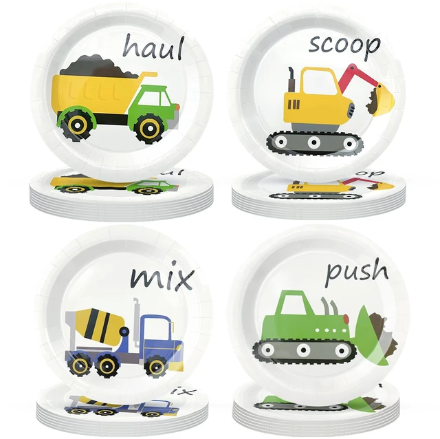 Main image of 48PCS Construction Plates, 7" Construction Birthday Party Decorations