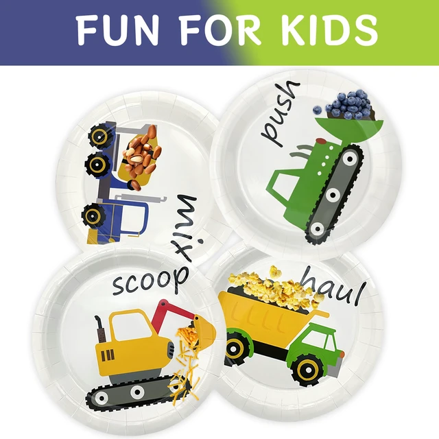 Alt view image 6 of 7 - 48PCS Construction Plates, 7" Construction Birthday Party Decorations