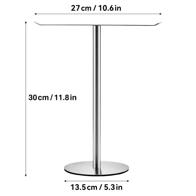 Alt view image 5 of 7 - Silver T-Shaped Hand Towel Holder, Stainless Steel
