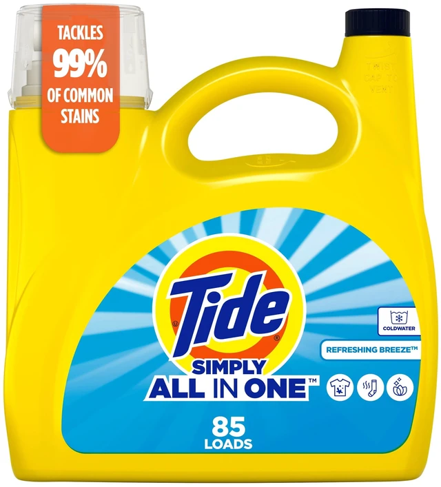 Main image of Tide Simply Laundry Detergent Liquid, All-In-One, Refreshing Breeze Scent, 85 Loads, 107 fl oz