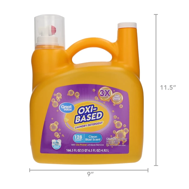 Alt view image 4 of 5 - Great Value Oxi-Based Laundry Detergent, Clean Blast, 166.5 fl oz, 128 Loads