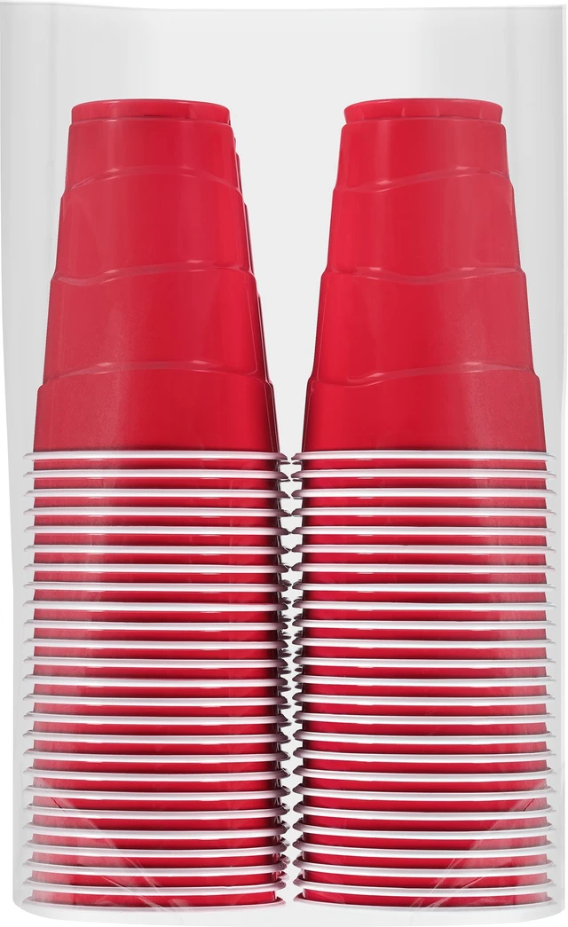 Alt view image 3 of 6 - Great Value Everyday Disposable Plastic Party Cups, Red, 18 oz, 100 Count