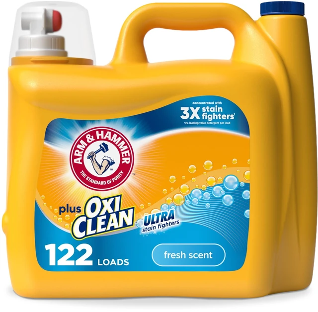 Main image of ARM & HAMMER Plus OxiClean Ultra Stain Fighters Liquid Laundry Detergent, Fresh Scent 158.6 Fl Oz