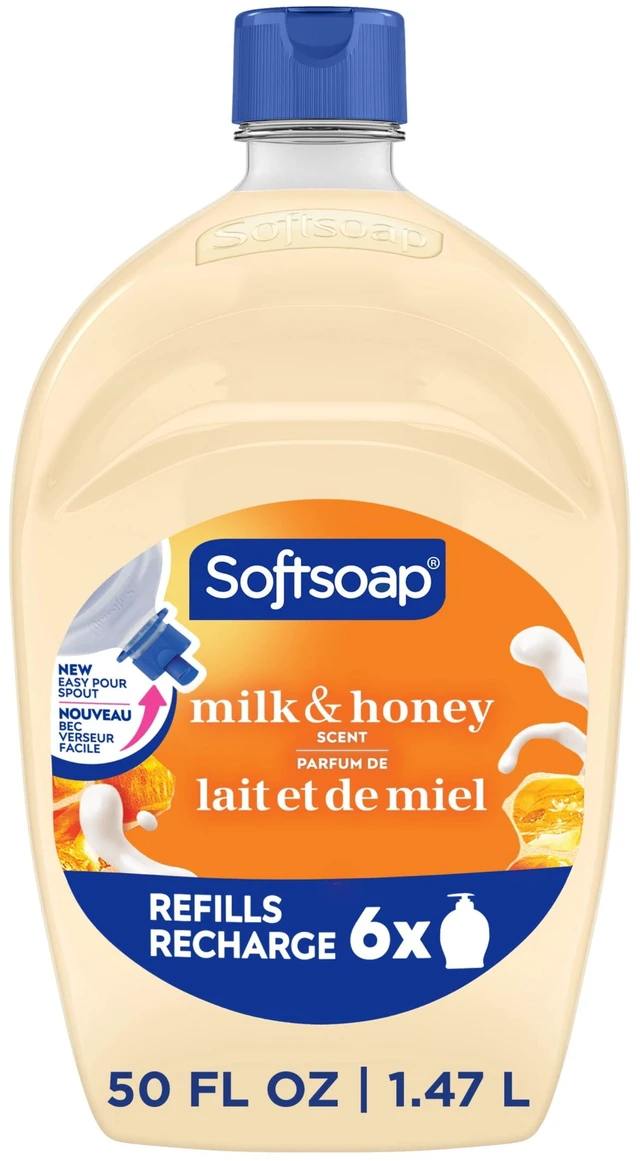 Main image of Softsoap Moisturizing Liquid Hand Soap with New Easy Pour Spout, Milk & Honey Scent, 50 fl oz Refill
