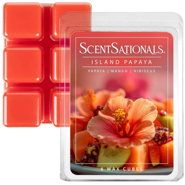 Alt view image 3 of 6 - (2 pack) Island Papaya Scented Wax Melts, ScentSationals, 2.5 oz