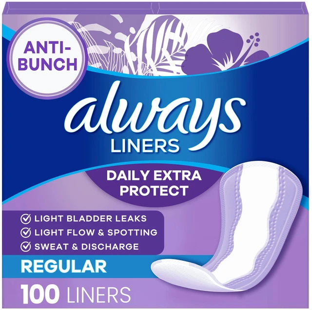 Main image of Always Daily Extra Protect Panty Liners, Regular Length, Unscented, 100 Count