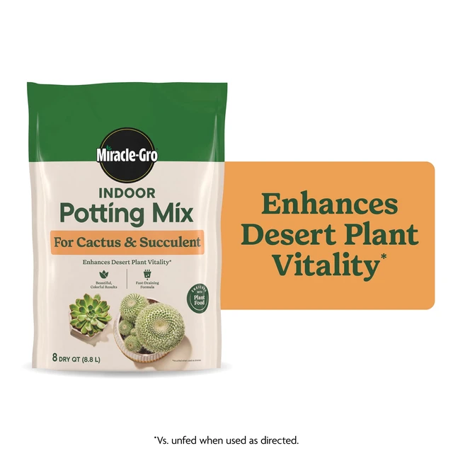 Alt view image 4 of 4 - (2 pack) Miracle-Gro Indoor Potting Mix for Cactus and Succulent, Fast-Draining Formula, 8 qt.