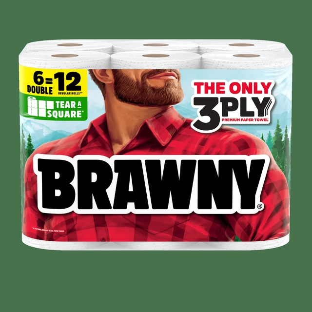 Alt view image 5 of 5 - Brawny Tear-A-Square 3-Ply Paper Towels, 6 Double Rolls, 76 Sheets per Roll