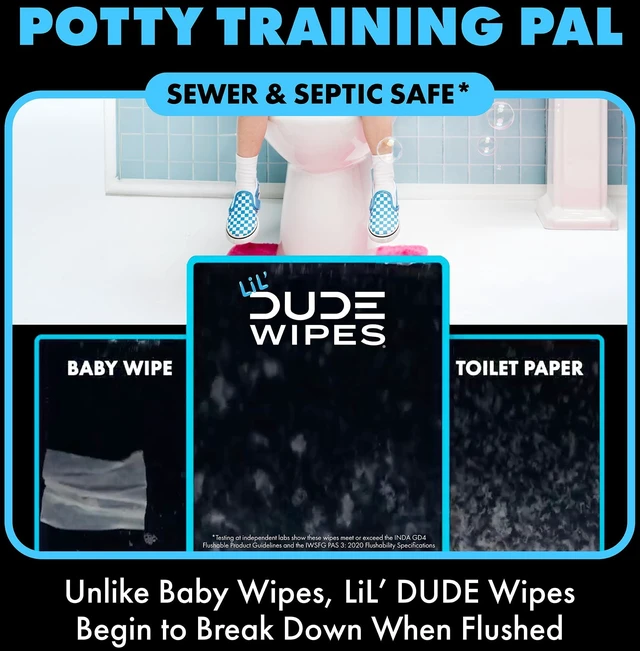 Alt view image 6 of 6 - LiL' DUDE Pocket Packs Flushable Wipes, Extra Large Fragrance Free Wet Wipes, 8 Count, 6 Pack