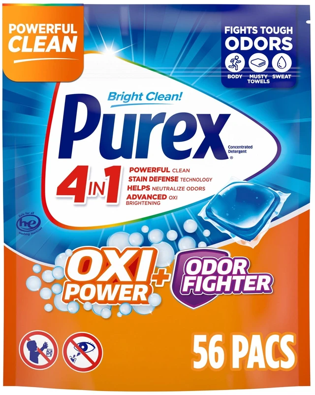 Main image of Purex Oxi Power + Odor Fighter Laundry Detergent Pacs, 56 ct