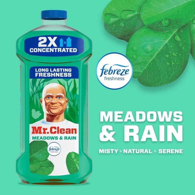 Alt view image 5 of 5 - Mr. Clean 2X Concentrated Multi Surface, All Purpose Cleaner, Febreze Meadows & Rain Scent, 41 fl oz