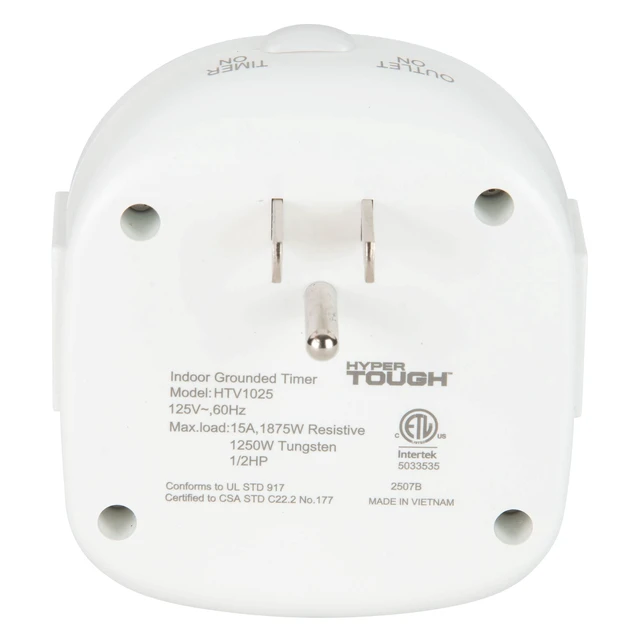 Alt view image 3 of 6 - Hyper Tough Indoor Analog Light Timer with 2 Grounded Outlets