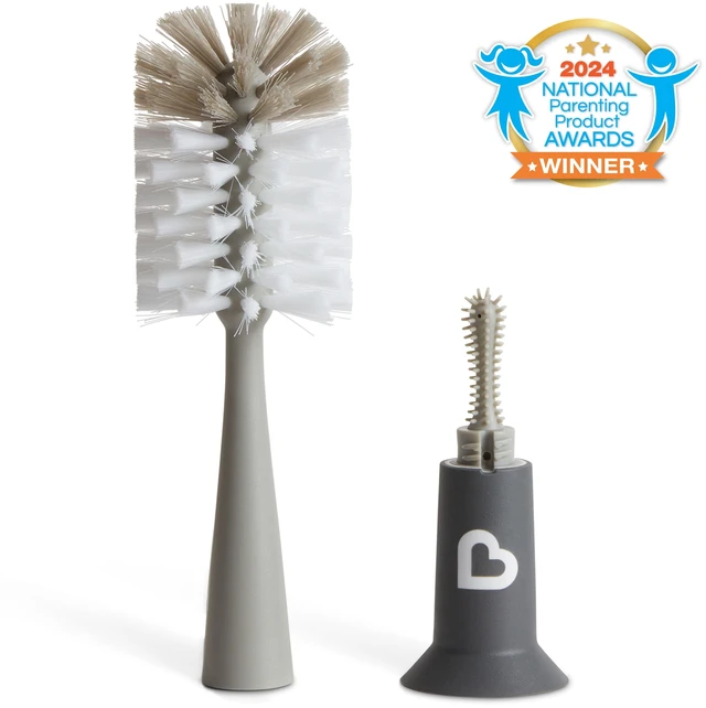 Main image of Munchkin® Bristle Baby Bottle Brush with Suction Base, Gray, Unisex