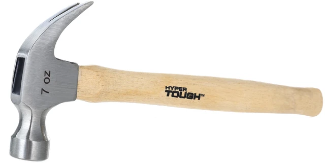 Alt view image 2 of 4 - Hyper Tough 7oz Wood Handle Claw Hammer with Smooth Face