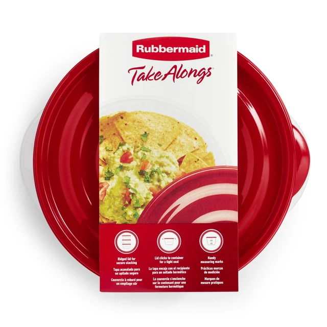 Alt view image 4 of 4 - Rubbermaid TakeAlongs 6.2 Cup Serving Bowl Food Storage Containers, Set of 3, Red