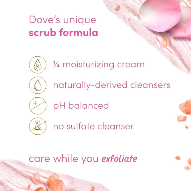 Alt view image 2 of 6 - Dove Exfoliating Body Scrub, Himalayan Salt & Rose Oil, 15 oz