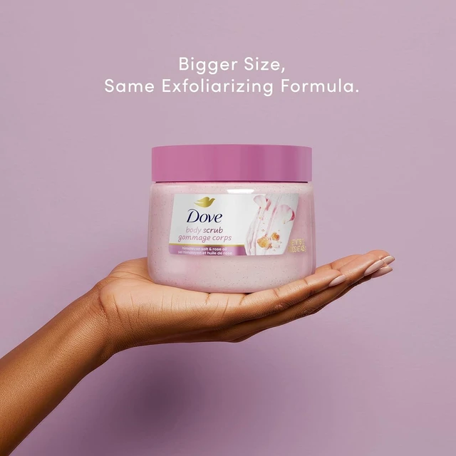 Alt view image 6 of 6 - Dove Exfoliating Body Scrub, Himalayan Salt & Rose Oil, 15 oz