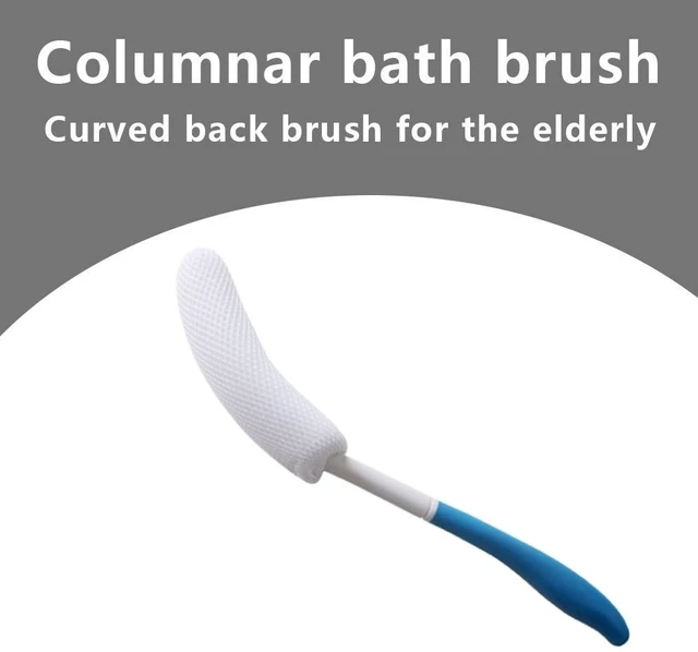 Alt view image 4 of 6 - MagiDeal Vinyl Quote Me Long Anti-Slip Curve Handled Bath Body Brush, Easy Reach for Seniors, Suitable for Elderly/Pregnant Aid Bathing & Shower, Blue, 15.35"