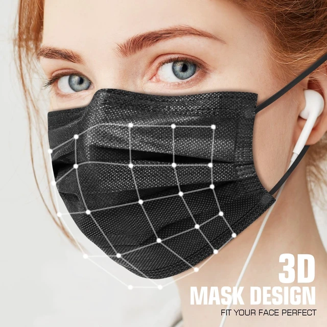 Alt view image 5 of 7 - PM PERFORMOTOR 100 Pcs Disposable Face Cover 3-Ply Filter Non Medical Breathable Earloop Face Masks