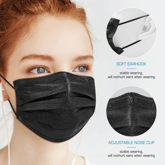 Alt view image 3 of 7 - PM PERFORMOTOR 100 Pcs Disposable Face Cover 3-Ply Filter Non Medical Breathable Earloop Face Masks