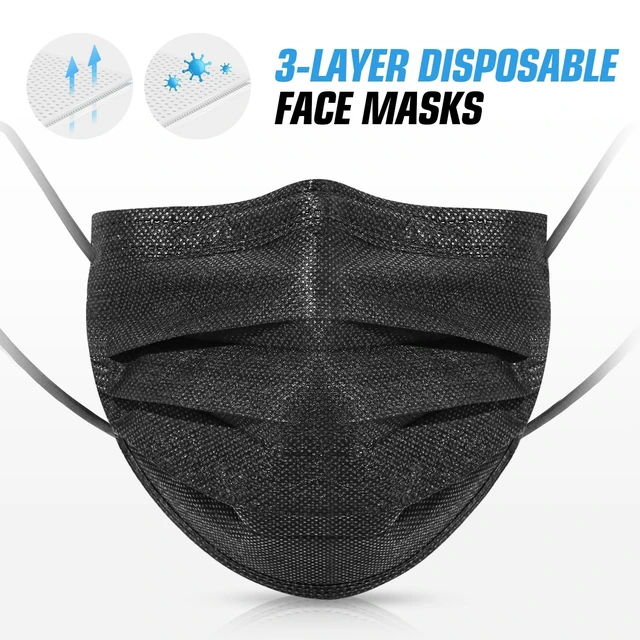 Alt view image 7 of 7 - PM PERFORMOTOR 100 Pcs Disposable Face Cover 3-Ply Filter Non Medical Breathable Earloop Face Masks