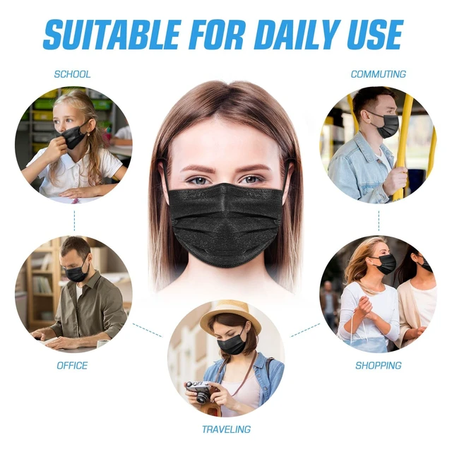 Alt view image 6 of 7 - PM PERFORMOTOR 100 Pcs Disposable Face Cover 3-Ply Filter Non Medical Breathable Earloop Face Masks