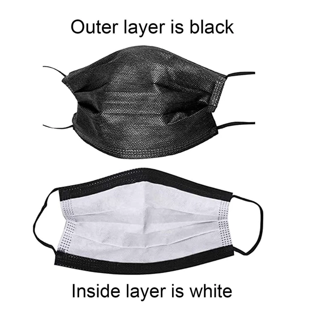 Alt view image 2 of 6 - Wecolor 100 PCS Black Masks, Disposable Face Mask, 3 Ply Protection Masks