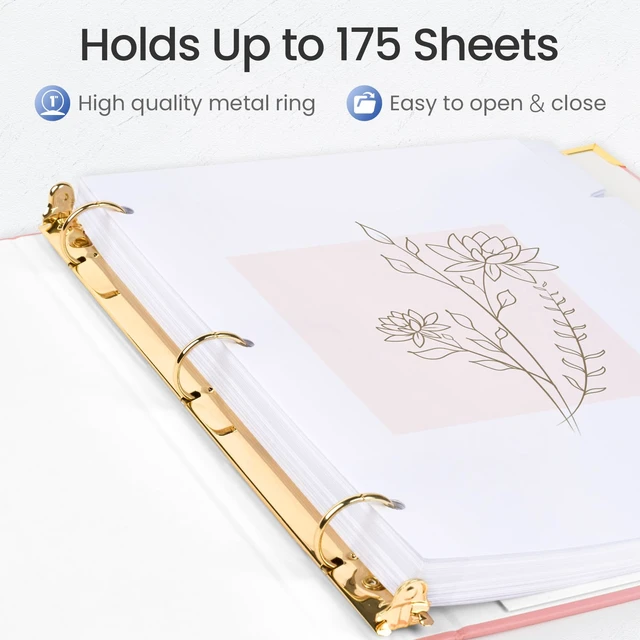 Alt view image 3 of 7 - Sooez 3 Ring Binder 1 Inch with Foil Stamping & Metal Corner, Letter Size