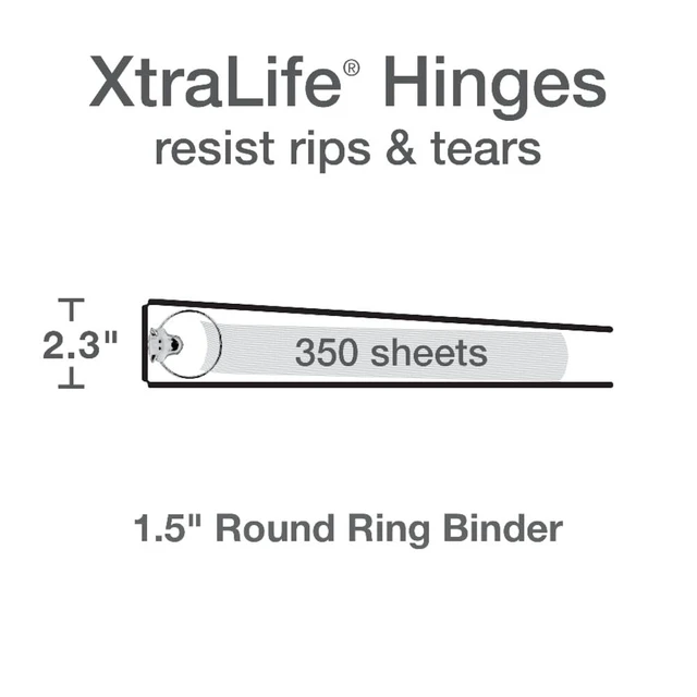 Alt view image 3 of 6 - Cardinal 3 Ring Binders, Binders for School and Office, Durable 1.5 Inch, Round Rings, Holds 350 Sheets, ClearVue Presentation View, Non-Stick, Assorted Bright Colors, 4 Pack (79553)