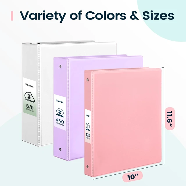 Alt view image 7 of 7 - Sooez 2 Pack BinderX Extra Durable 3 Ring Binder, 1 Inch Binder Round Rings