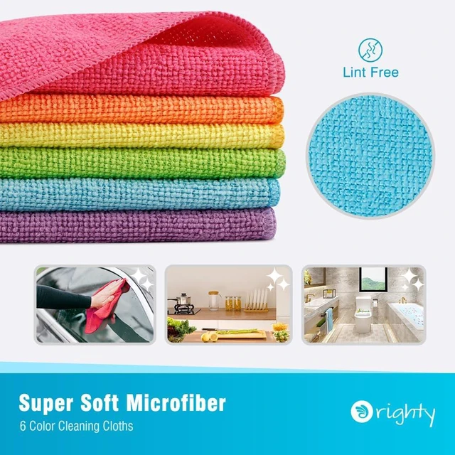 Alt view image 3 of 6 - Orighty Microfiber Cleaning Cloth, Cleaning Rags, 12 Pack, 12x11 in